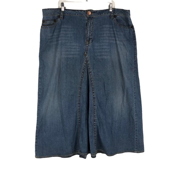Vtg 1980s-90s Gitano Plus sz Maxi Skirt Denim Modest Church Spandex 22W - Picture 1 of 9